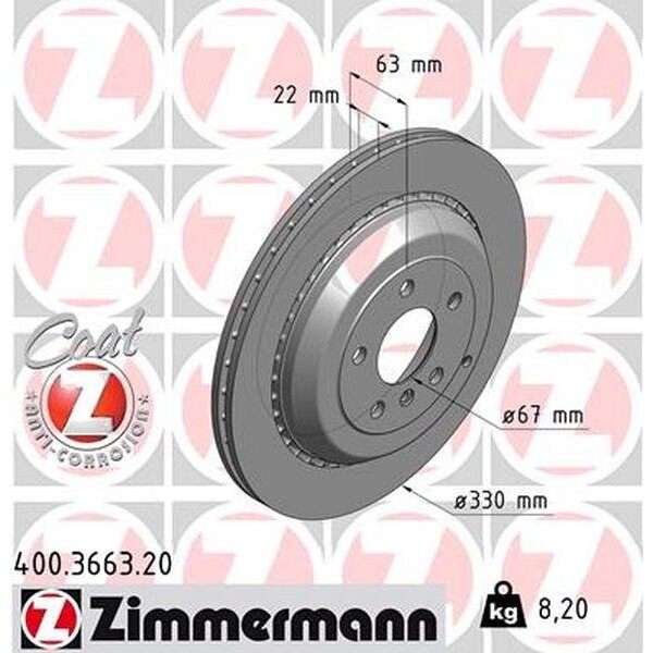Zimmermann Brake Disc - Standard/Coated, 400.3663.20 400.3663.20 - main